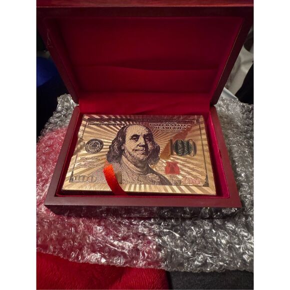 Benjamin Franklin rose gold and gold playing cards - Picture 2 of 4